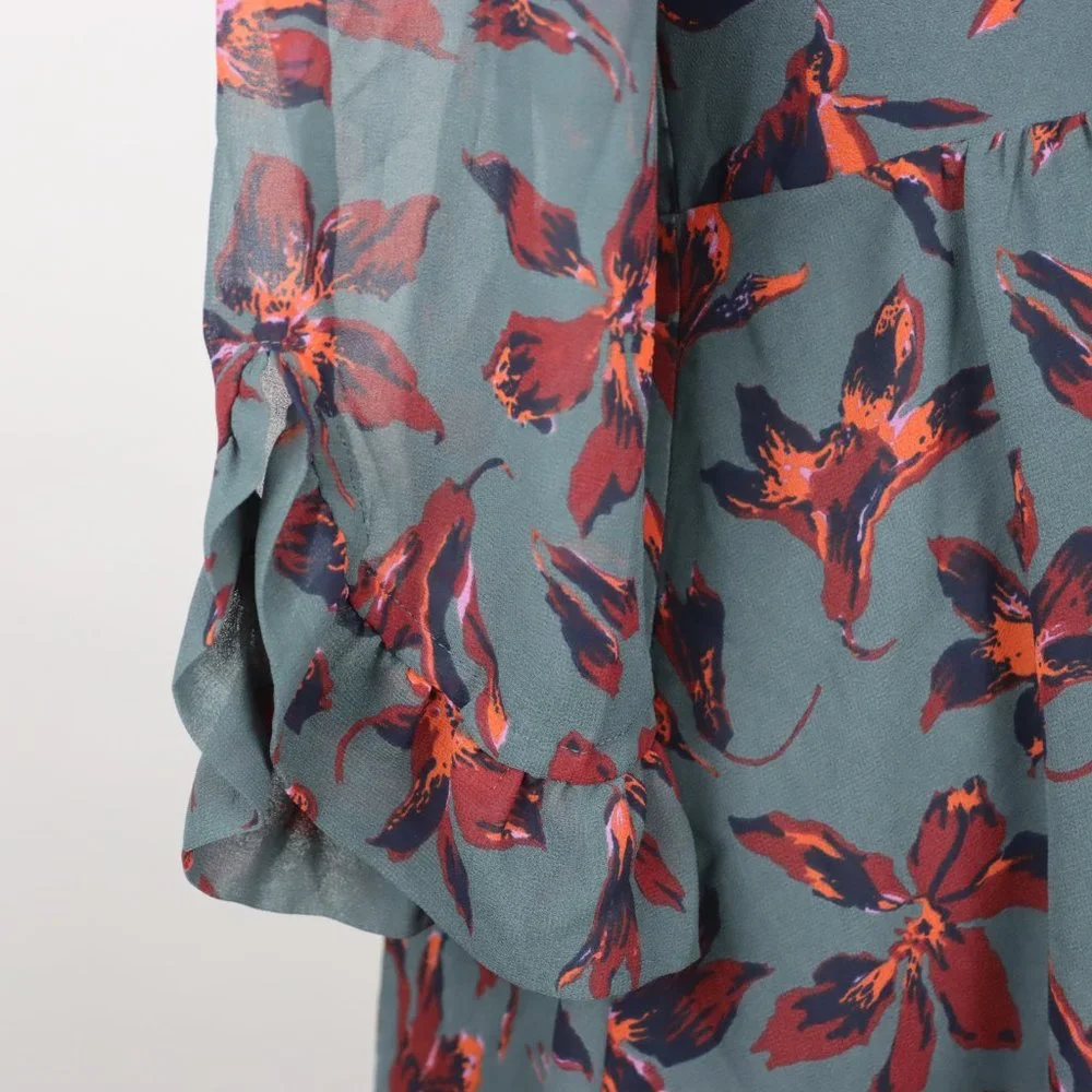 Madewell Womens Size 0 Moonblossom Ruffle-Sleeve Dress